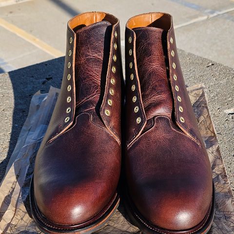 Viberg Wholecut Derby Boot in Horween Rowdy Dachshund
