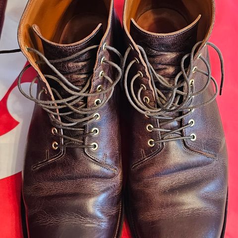 Viberg Wholecut Derby Boot in Horween Rowdy Dachshund