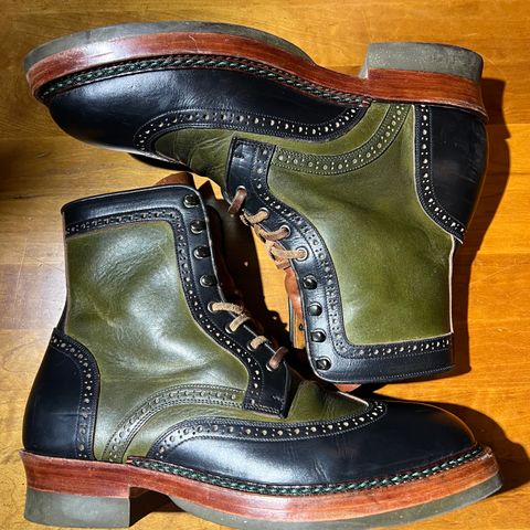 Jakkrabbits Gunner in Horween Black Chromexcel & Badalassi Carlo Oliva Pueblo