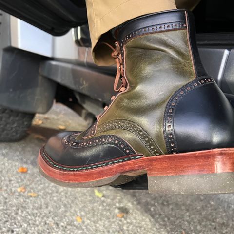 Jakkrabbits Gunner in Horween Black Chromexcel & Badalassi Carlo Oliva Pueblo