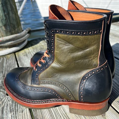 Jakkrabbits Gunner in Horween Black Chromexcel & Badalassi Carlo Oliva Pueblo
