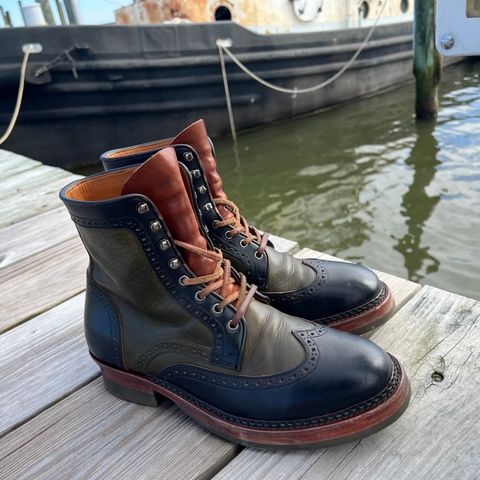 Jakkrabbits Gunner in Horween Black Chromexcel & Badalassi Carlo Oliva Pueblo