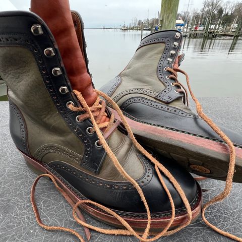 Jakkrabbits Gunner in Horween Black Chromexcel & Badalassi Carlo Oliva Pueblo