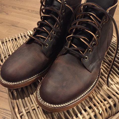 View photo of Viberg Service Boot in Horween Vintage Mocha Oil Harness (3sixteen)