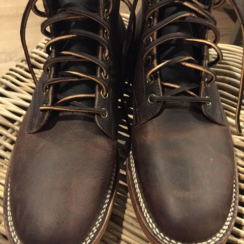 View photo of Viberg Service Boot in Horween Vintage Mocha Oil Harness (3sixteen)