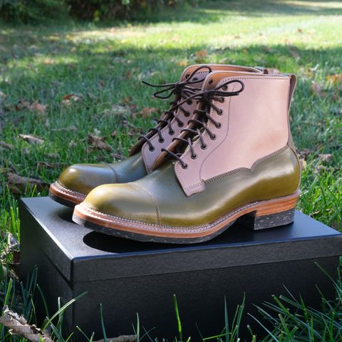 Midas Vanquish Blucher Boot in Shinki Natural Horsehide Overdyed Olive