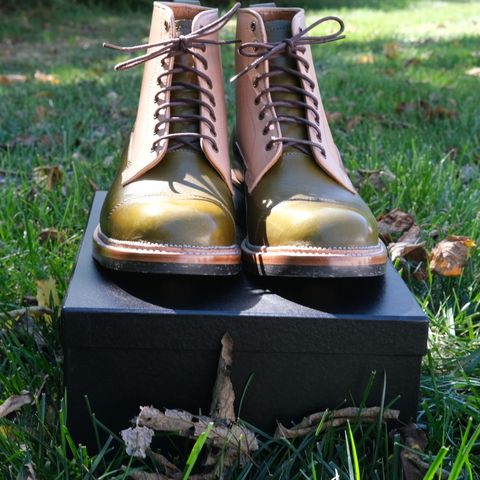 Midas Vanquish Blucher Boot in Shinki Natural Horsehide Overdyed Olive