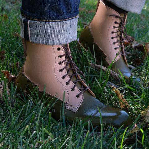 Midas Vanquish Blucher Boot in Shinki Natural Horsehide Overdyed Olive