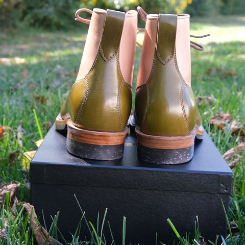 Midas Vanquish Blucher Boot in Shinki Natural Horsehide Overdyed Olive