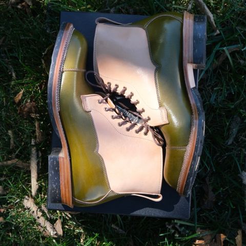 Midas Vanquish Blucher Boot in Shinki Natural Horsehide Overdyed Olive