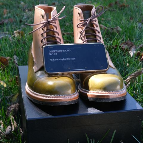 Midas Vanquish Blucher Boot in Shinki Natural Horsehide Overdyed Olive