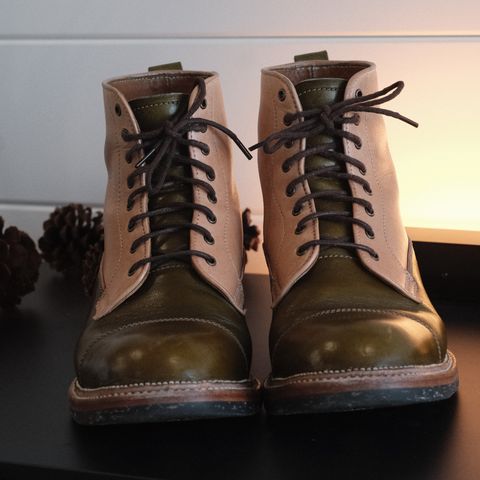 Midas Vanquish Blucher Boot in Shinki Natural Horsehide Overdyed Olive