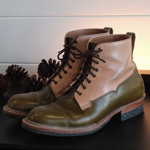 Midas Vanquish Blucher Boot in Shinki Natural Horsehide Overdyed Olive