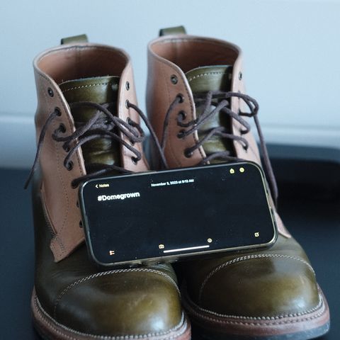 Midas Vanquish Blucher Boot in Shinki Natural Horsehide Overdyed Olive
