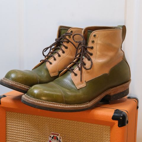Midas Vanquish Blucher Boot in Shinki Natural Horsehide Overdyed Olive