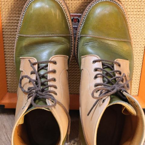 Midas Vanquish Blucher Boot in Shinki Natural Horsehide Overdyed Olive