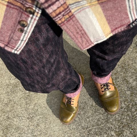 Midas Vanquish Blucher Boot in Shinki Natural Horsehide Overdyed Olive