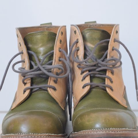 Midas Vanquish Blucher Boot in Shinki Natural Horsehide Overdyed Olive