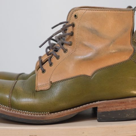 Midas Vanquish Blucher Boot in Shinki Natural Horsehide Overdyed Olive