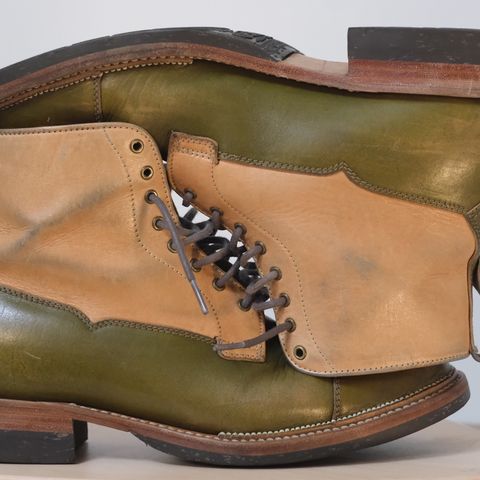 Midas Vanquish Blucher Boot in Shinki Natural Horsehide Overdyed Olive