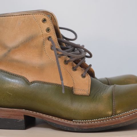Midas Vanquish Blucher Boot in Shinki Natural Horsehide Overdyed Olive