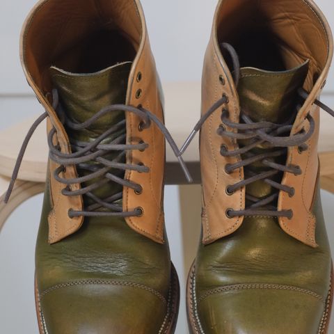 Midas Vanquish Blucher Boot in Shinki Natural Horsehide Overdyed Olive