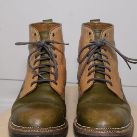Midas Vanquish Blucher Boot in Shinki Natural Horsehide Overdyed Olive