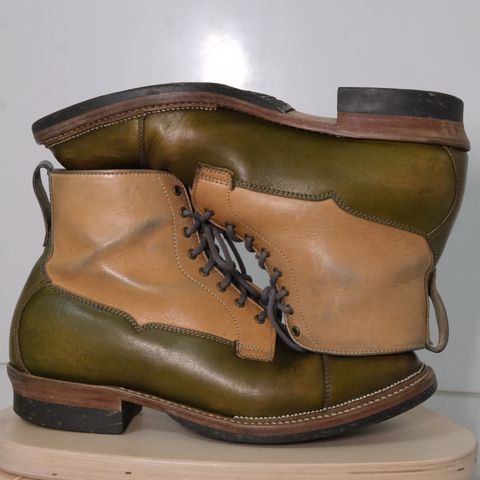 Midas Vanquish Blucher Boot in Shinki Natural Horsehide Overdyed Olive