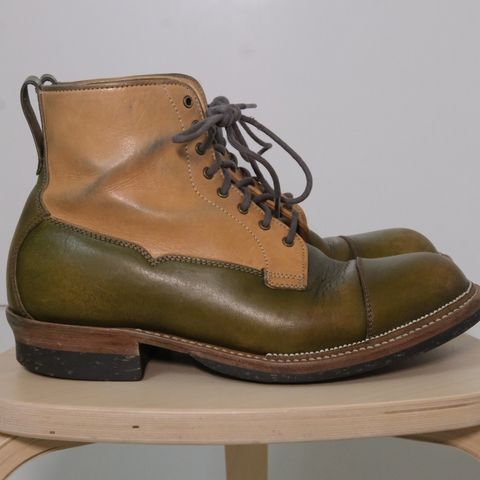 Midas Vanquish Blucher Boot in Shinki Natural Horsehide Overdyed Olive