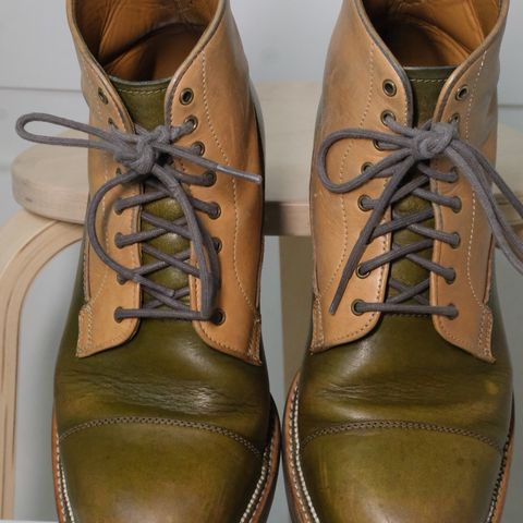 Midas Vanquish Blucher Boot in Shinki Natural Horsehide Overdyed Olive