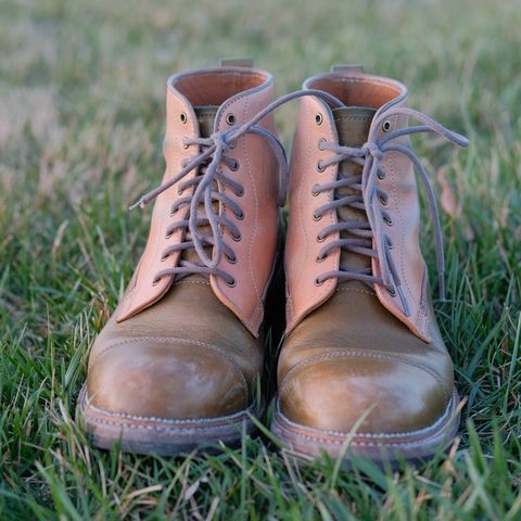 Midas Vanquish Blucher Boot in Shinki Natural Horsehide Overdyed Olive