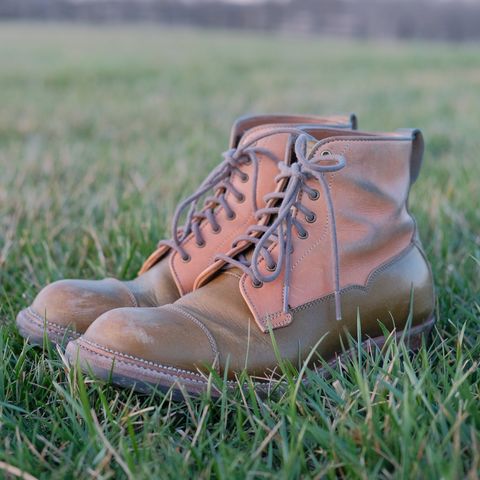 Midas Vanquish Blucher Boot in Shinki Natural Horsehide Overdyed Olive