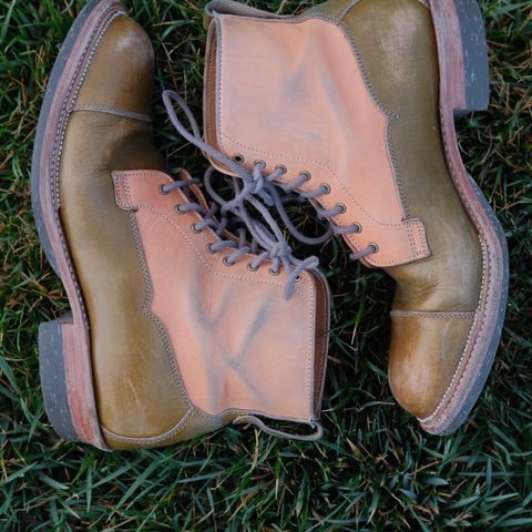 Midas Vanquish Blucher Boot in Shinki Natural Horsehide Overdyed Olive