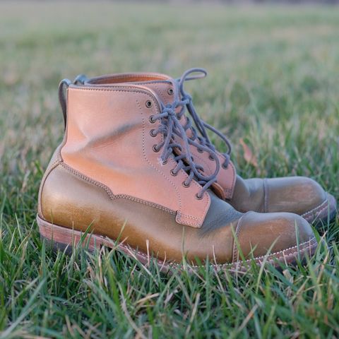Midas Vanquish Blucher Boot in Shinki Natural Horsehide Overdyed Olive