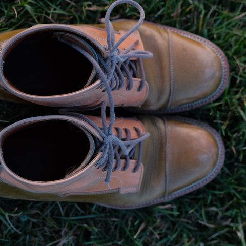 Midas Vanquish Blucher Boot in Shinki Natural Horsehide Overdyed Olive