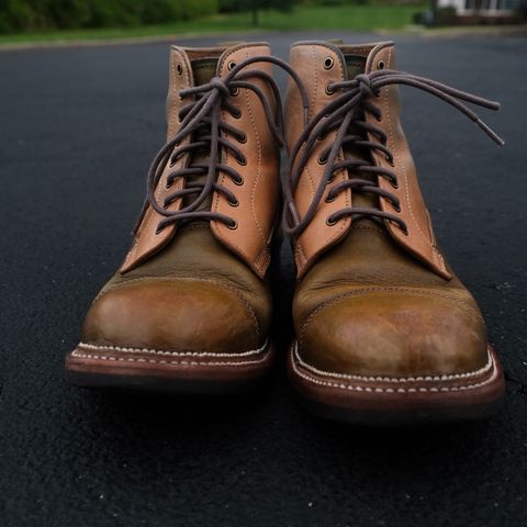 Midas Vanquish Blucher Boot in Shinki Natural Horsehide Overdyed Olive