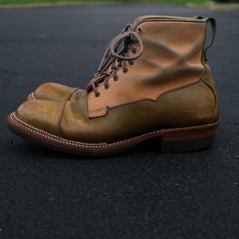 Midas Vanquish Blucher Boot in Shinki Natural Horsehide Overdyed Olive