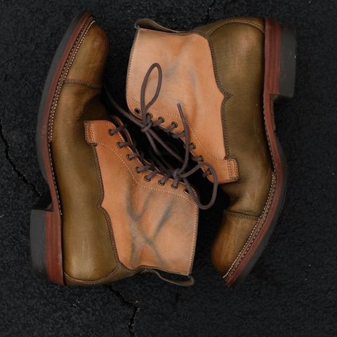 Midas Vanquish Blucher Boot in Shinki Natural Horsehide Overdyed Olive