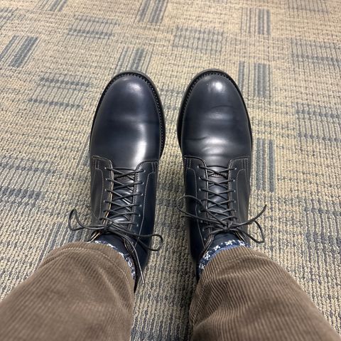 Viberg Derby Boot in Horween Navy Unglazed Shell Cordovan