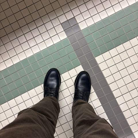 Viberg Derby Boot in Horween Navy Unglazed Shell Cordovan