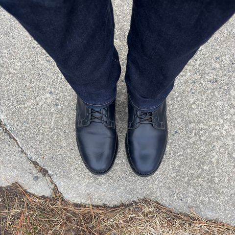 Viberg Derby Boot in Horween Navy Unglazed Shell Cordovan