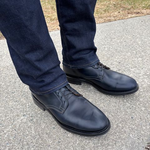 Viberg Derby Boot in Horween Navy Unglazed Shell Cordovan