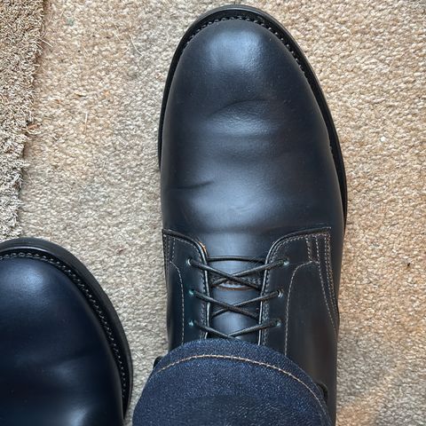 Viberg Derby Boot in Horween Navy Unglazed Shell Cordovan
