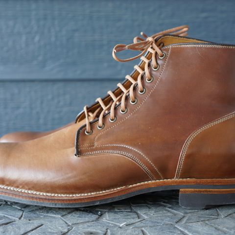 View photo of Viberg Service Boot in Horween Bourbon Shell Cordovan