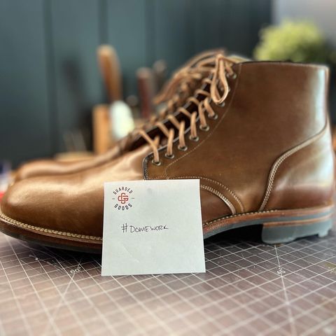 View photo of Viberg Service Boot in Horween Bourbon Shell Cordovan