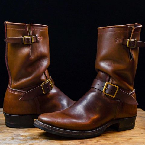 Role Club Engineer Boots in Dark Olive Steerhide