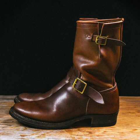 Role Club Engineer Boots in Dark Olive Steerhide
