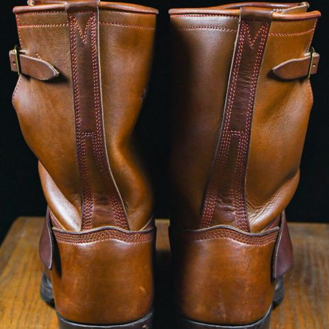 View photo of Role Club Engineer Boots in Dark Olive Steerhide