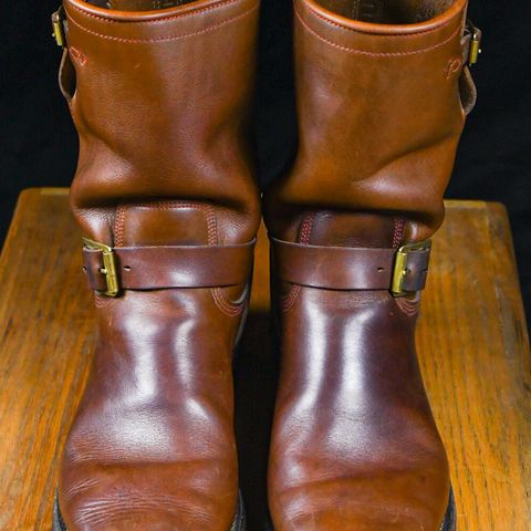 View photo of Role Club Engineer Boots in Dark Olive Steerhide