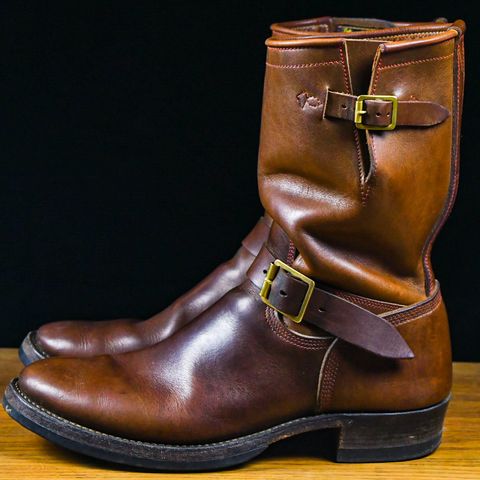 View photo of Role Club Engineer Boots in Dark Olive Steerhide